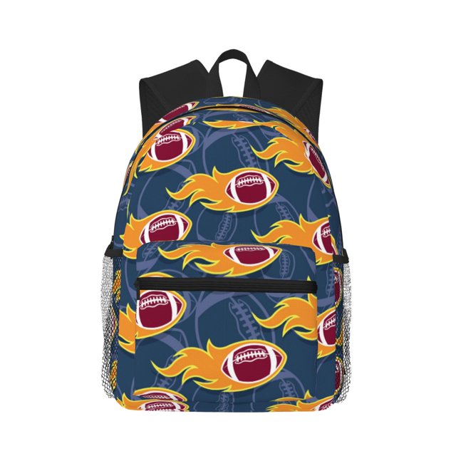 Balery Burning Rugby Balls Mochila para Mujeres y Hombres, Mochila Ligera Casual para Viajes, Mochila Clásica Básica para la Universidad