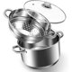 thumbnail image 1 of ® - Olla de acero inoxidable 18/10 tri-capa y vaporera con tapa de vidrio templado, olla multiusos compatible con todas las superficies de cocción, olla de sopa no tóxica, 1 of 4