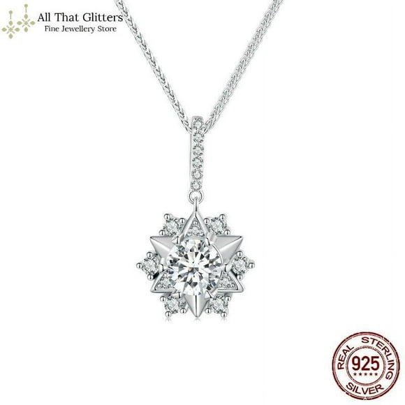 Pendentif Étoile Moissanite 1ct Entouré de Zircon Cubique Fabriqué sur Argent Sterling