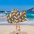 thumbnail image 2 of Yayeee Kids Hooded Towel with Hand Pockets Beach Soft Absorbent Bath Wrap 50 x 23.5 inch, Red Geometric, 2 of 5