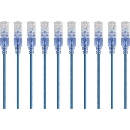 UPC: 0889028032503 | Monoprice 10-Pack  SlimRun Cat6A Ethernet Network Patch Cable  14ft Blue