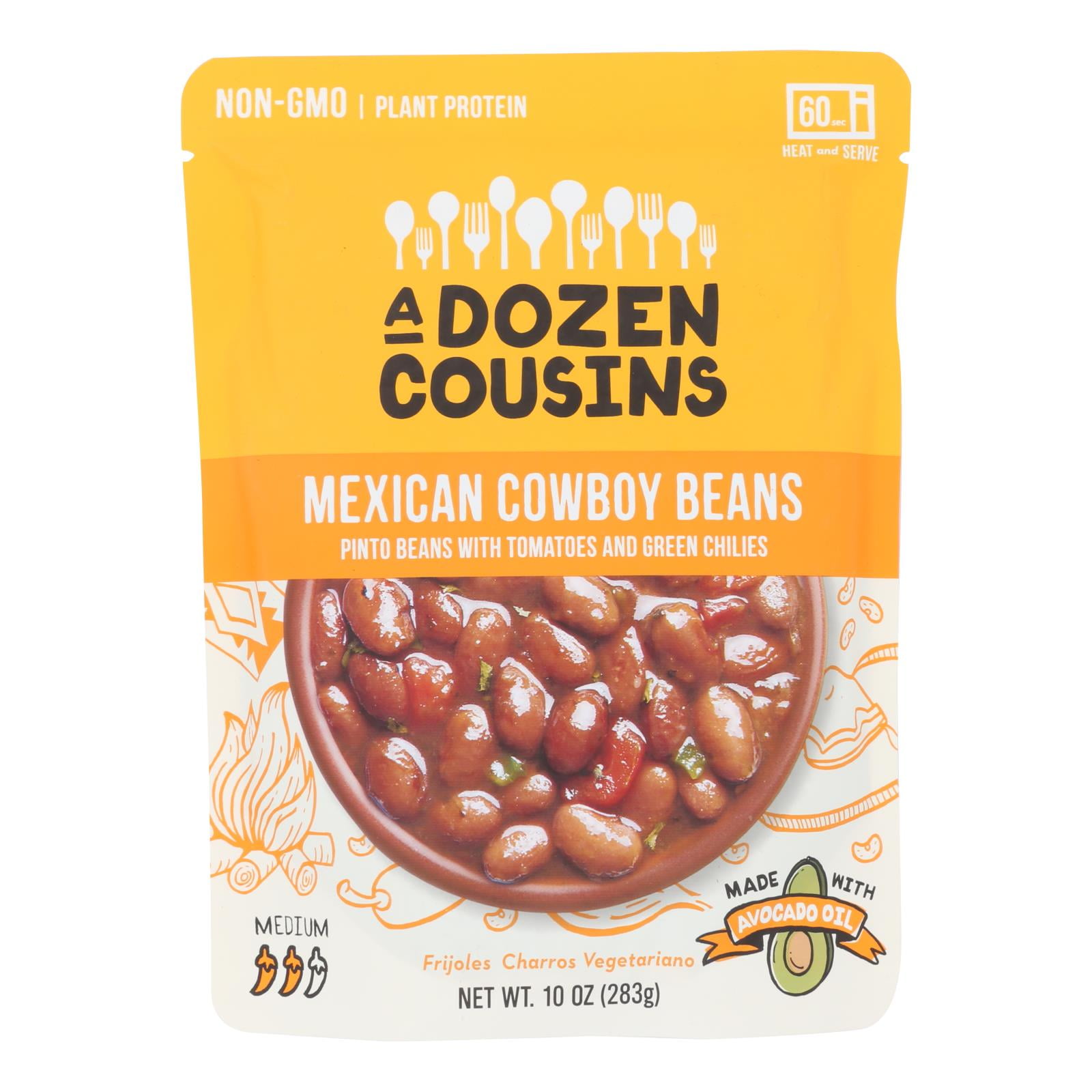 (6 Pack) A Dozen Cousins Mexican Cowboy Pinto Beans, 10 oz Pouch