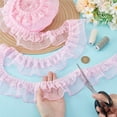 thumbnail image 5 of 1pc Double Layer Polyester Organza Pleated Lace Trim Ribbons Pink 2-3/8 inch(60mm) about 10.00 Yards(9.14m)/pc, 5 of 9