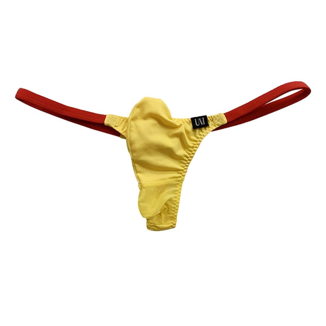 Tanga sexy con costuras de malla para hombre, pantalones pequeños tipo T
