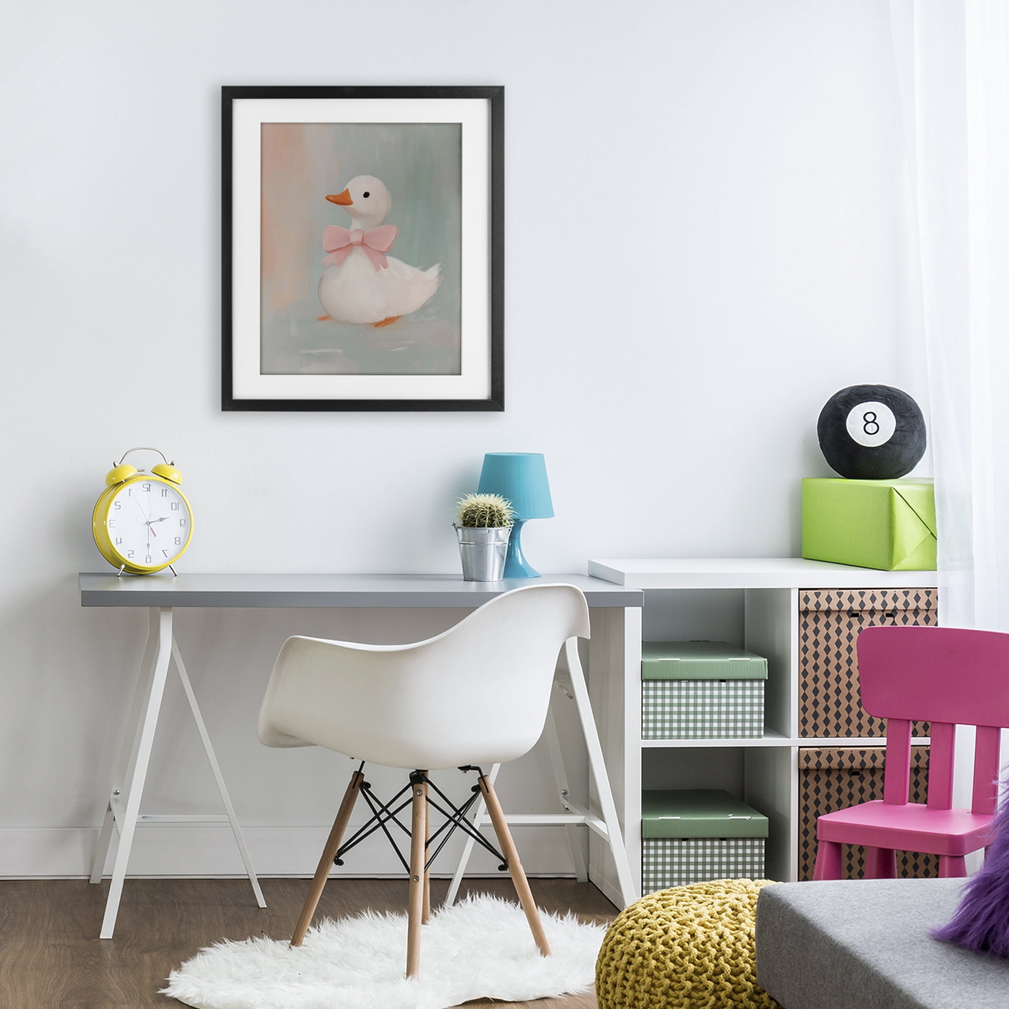 Stupell Industries Duckling Portrait with Bow Black Framed Print Under Glass, design by The Prints Vibe
