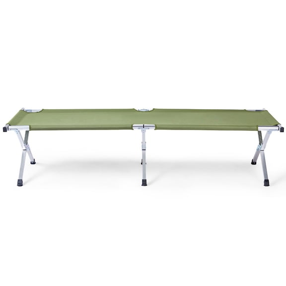Portable Folding Camping Cot with Carry Bag, Lightweight Aluminum Tube Frame Oxford Cloth Outdoor Sleeping Bed, 74 Inch Heavy‑Duty Fold‑up Bed for Camping Travel Home, Army Green, 275 lbs Capacity