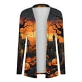 thumbnail image 6 of Fewfanhot Cardigan Sweaters for Women Halloween Long Sleeve Cardigan Fall Open Front Cardigan Pumpkin Print Medium Length Coat, 6 of 6