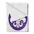 thumbnail image 2 of Fleur De Lis Soft Flannel Fleece Throw Blanket, Arrangement of Fleur De Lis Designs Silhouettes Vintage Spiral Art, Cozy Plush for Indoor and Outdoor Use, 70" x 90", Black Purple, by Ambesonne, 2 of 5