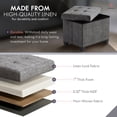 thumbnail image 3 of Ornavo Home Storage Ottoman Small Rectangle Ottoman with Legs, Foot Rest Stool Seat, Load up to 600 LB, for Living Room, Bedroom, Home Office, Dorm - 12 x 16 x 12, Dark Gray, 3 of 7