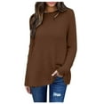 thumbnail image 2 of Blmnix Brown Fancy Tops for Woman Sweater Long Sleeve Tunic Solid Crew Neck Pullover Tops for Junior Fashion, 2 of 6