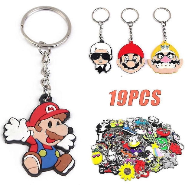 19pcs/set Super Mario Theme Keychains Pvc Keyrings Backpack Decor Party Supplies For Kids Adults Fans