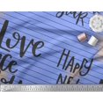 thumbnail image 3 of Soimoi Blue Cotton Voile Fabric Stripe & Happy New Year Text Print Fabric by the Yard 42 Inch Wide, 3 of 3