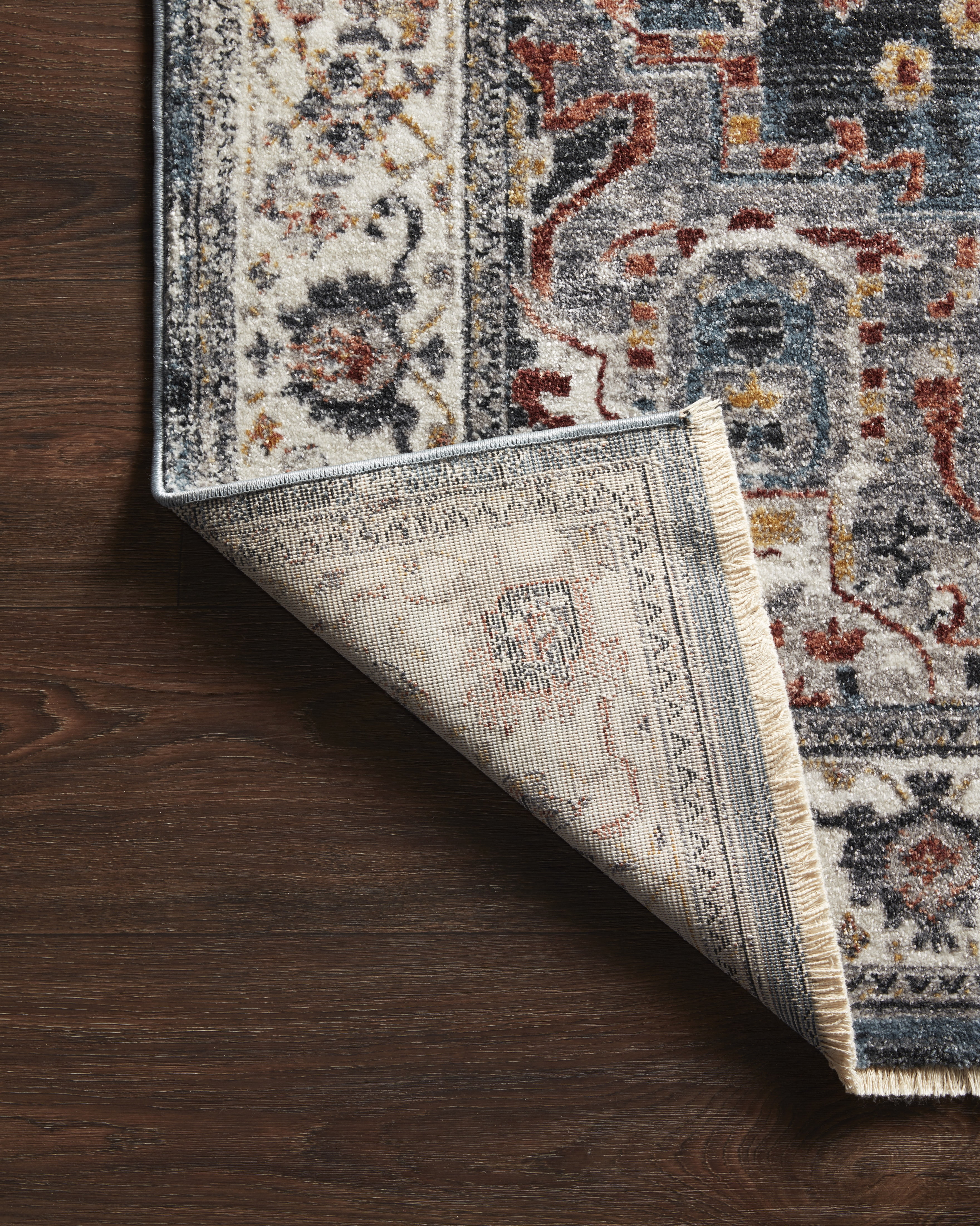 Loloi II Samra SAM-04 Slate / Multi Oriental Area Rug 18" x 18" Sample Swatch
