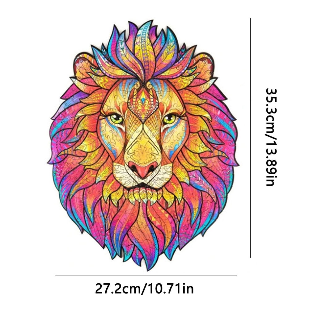 Wooden Jigsaw Puzzles Unique Animal Lion Puzzle Pieces Best Gift for Kids Adults 