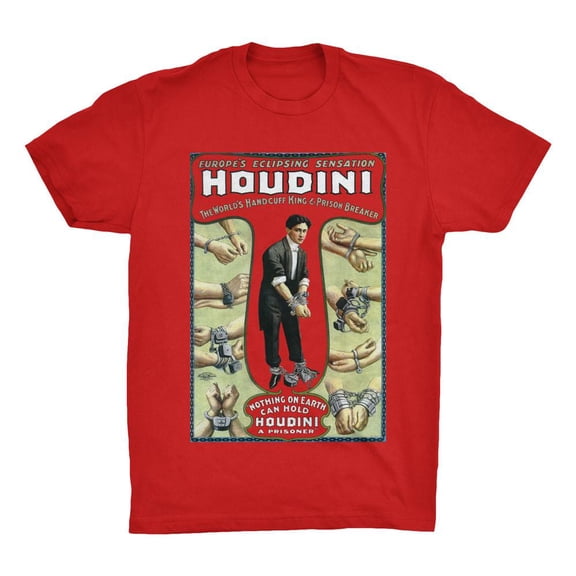 Mighty Circus Houdini Poster Print T-Shirt - Red, Tripple Extra Large