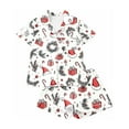 thumbnail image 6 of asdoklhq Womens Christmas Pajamas Women Christmas Printed Stand Up Collar Pocket Short Sleeved Top Shorts Home Wear Pajama Set White S, 6 of 7