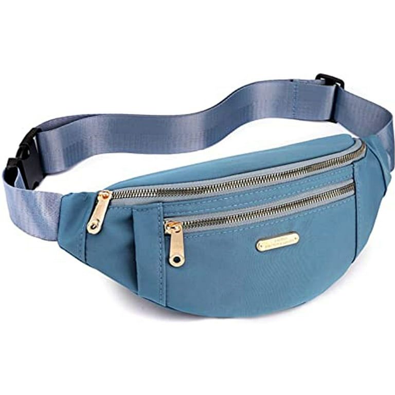 Laidan Fanny Packs for Women Men,Waist Pack Small Belt Bag with Adjustable Strap for Running,Travel and Hiking,Blue, Adult Unisex