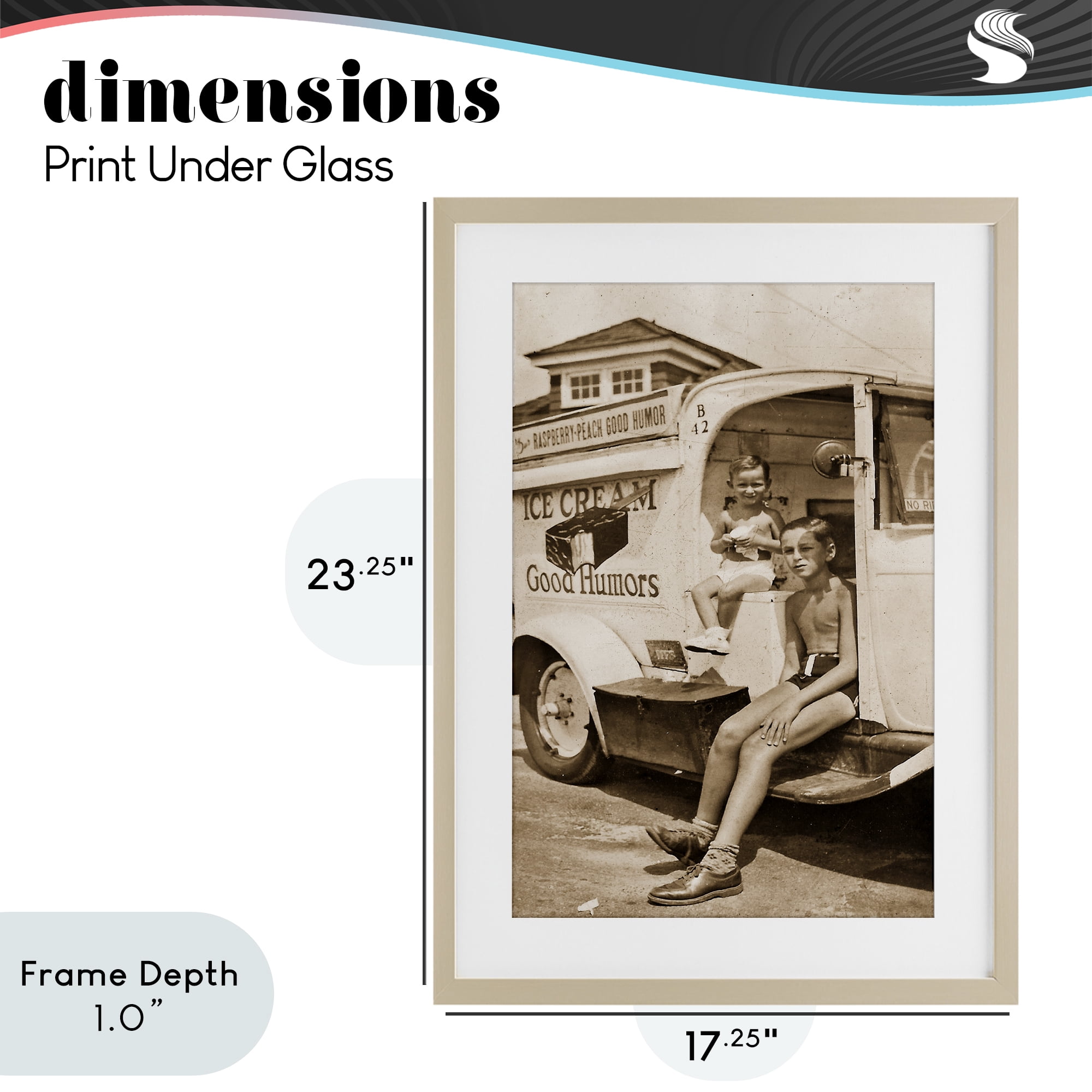 Stupell Industries Vintage Ice Cream Truck Birch Framed Print Under Glass, design by Grotto Studios