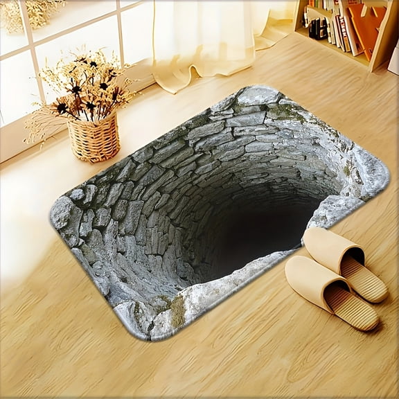 50*80cm / 20*31 Inch 1 Piece Rectangular Abyss Rug, 100% Polyester Blend Floor Mat with Rubber Backing, Machine Washable 2D Floral Pattern Doormat, Decorative Non-slip Carpet for Kitchen Bathroom Liv