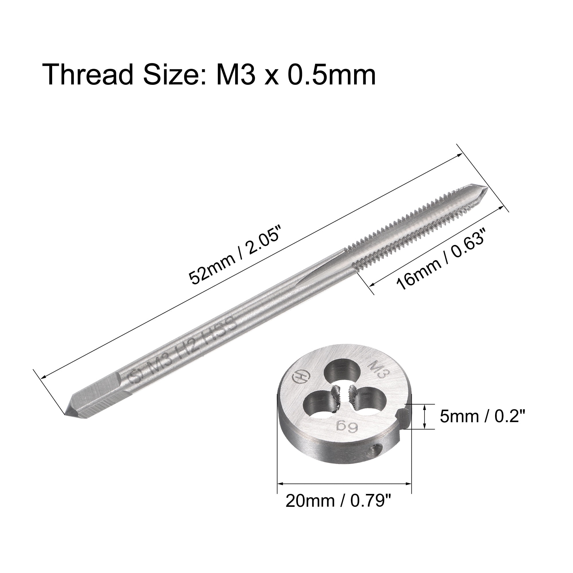Unique Bargains Machine Thread Screw Tap Metric Tap and Die Set M3 x 0.5mm