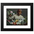 thumbnail image 2 of Frédéric Bazille 14x12 Black Modern Framed Museum Art Print Titled - Young Woman with Peonies (1870), 2 of 5