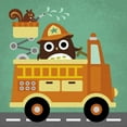 thumbnail image 2 of Lee, Nancy 26x26 White Modern Wood Framed Museum Art Print Titled - Owl in Firetruck and Squirrel, 2 of 4