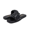thumbnail image 4 of Sandalias tipo Slide DREAM PAIRS para mujer talla 7 negras con tiras trenzadas y suela plana, 4 of 5