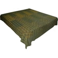 thumbnail image 5 of Green Ajrakh Hippie Queen Kantha Quilt Handmade Bohemain Bedspread King Size Vegetable Dye Kantha Blanket Bedcover Boho Quilting Indigo Print Ajrakh Cotton Kantha Quilt, 5 of 5