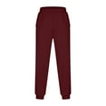 thumbnail image 4 of SERTG Men's Casual Pants Solid Color Straight Leg Pants Fashion Spring Fall Linen Cotton Men's Trousers Jogger Pants(Wine,XL), 4 of 5