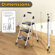 KK Kingrack 3 Step Ladder for Adults, Portable Folding Step Stool with Non-Slip Pedal, Lightweight 330lbs Steel Ladder for Home Office Bathroom