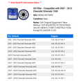 thumbnail image 2 of Oil Filter - Compatible with 2007 - 2013 Chevy Silverado 1500 2008 2009 2010 2011 2012, 2 of 2