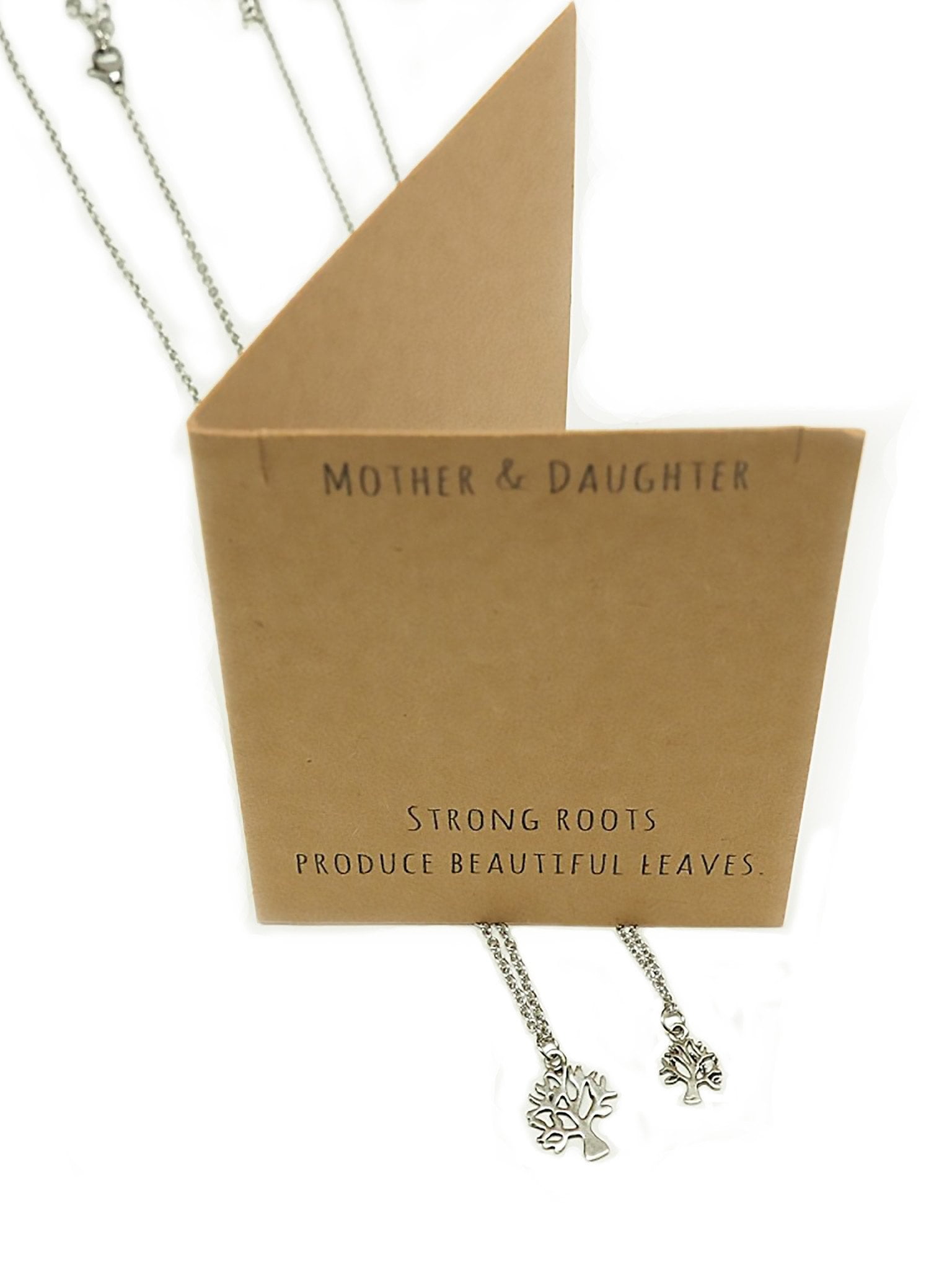 Tree of Life Pendant Mother Daughter Necklace Set for 2, Birthday Presents for Mom and Daughters, Mothers Day Gifts, with Inspiration Quote on Greeting Card