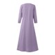 thumbnail image 3 of ICHUANYI Clearance Women's Fashion Long Sleeve Color Cotton Linen Round Neck Pocket Dress(Purple, XXL) ICHUANYI WER2023081203373, 3 of 5