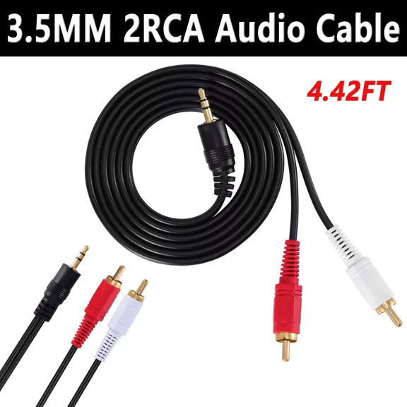 3.5Mm Stereo Female Mini Jack To 2 Male Rca To Headphone Plug Adapter Y-Cable