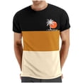 thumbnail image 1 of Chemises pour Hommes, T-Shirt à Manches Courtes Col Rond Patchwork Imprimé Entraînement Physique Sports, 1 of 4