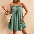 thumbnail image 4 of Asgosdo Women Summer Dresses Cotton Sleeveless Pleated Open Back Drawstring Loose Fit Casual Midi Dress, 4 of 5
