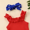 thumbnail image 5 of Zanarzt Baby Girl Clothes 4th Of July Toddler Baby Girl Clothes Letter Short Sleeve T Shirt Top Tassel Shorts Outfits Headband 3Pcs Set Red,6-9 Months, 5 of 7