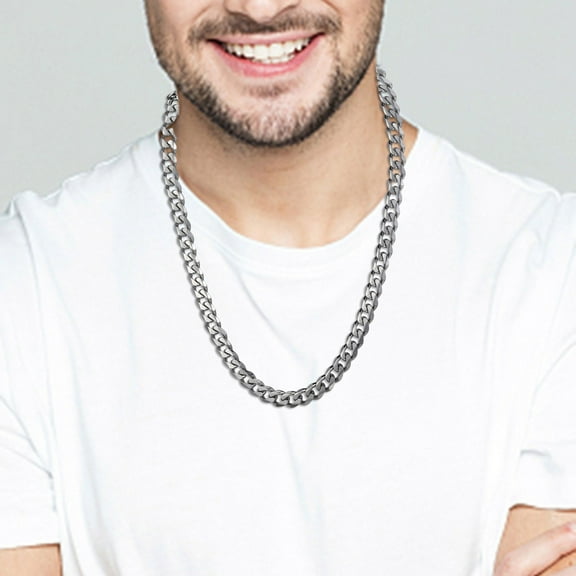 GHSOHS Necklaces for Women White Gold Necklaces for Women Jewelry Pendant Necklaces Silver Titanium Steel Cuban Necklaces for Women Men Curb Chain Choker Necklace Men Gold Clavicle Chain