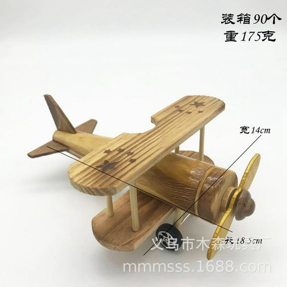 FRCOLOR Wooden Airplane Model Vintage Plane Wooden Crafts Retro Airplane Figurines Propeller Airplane Decoration Wood Aircraft Desktop Ornament