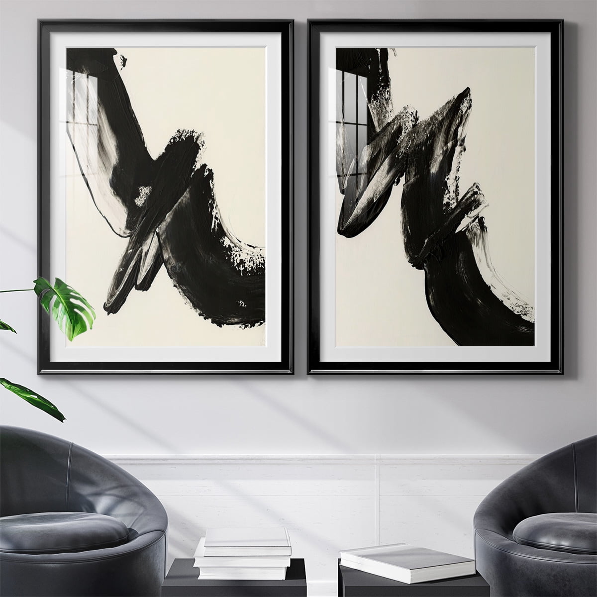 Wexford Home Black Expression I Premium Framed Print, 18.5" x 24.5" - Ready to Hang, Black (Set of 2)
