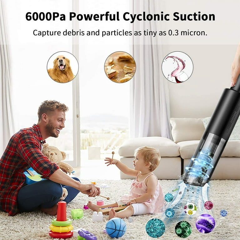 Handheld Vacuum Cleaner, 6000pa Cordless Handheld Vacuum Cleaner That Can  Purify The Air, Reusable Heap Filter, Suitable For Home, Office And Car