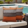 thumbnail image 4 of Burnt Orange Grey Outdoor Waterproof Pillow Covers, Vintage Stripe Farmhouse Wood Grain Decorative Square Throw Pillowcase Sofa Cushion Sham for Patio/Couch/Chair, 20"x20" 2 Pack, 4 of 8
