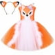 thumbnail image 2 of Vestido de tutú de zorro blanco y naranja para niñas, fiesta de cumpleaños, carnaval, disfraces de animales, disfraz de Halloween para niños, ropa, 2 of 5