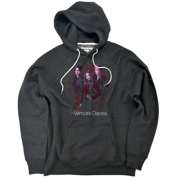 Vampire Diaries Company of Three Unisex Adult Slim Fit Pull-Over Heather Hoodie, Charcoal, Small