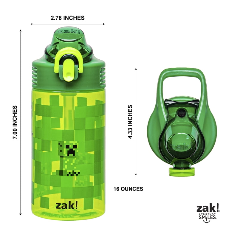 mikej23jp商品　30ml 緑蓋　4袋　合計200個 Zak Designs 16oz Minecraft Water Bottle, Durable Plastic, Leak