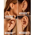 thumbnail image 4 of VEEDOFA 3-Pair Gold Earrings Set for Women, Huggie Hoops & CZ Studs, 14K Gold Plated, 4 of 6