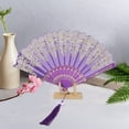 thumbnail image 4 of Unique Bargains Lucky Cloud Pattern Folding Fan 1 Pc for Summer Events Decorations Purple, 4 of 5