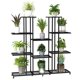 thumbnail image 1 of Soporte de metal para plantas multifuncional interior exterior estante alto sala jardín balcón negro 9 niveles, 1 of 6