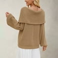 thumbnail image 4 of Holzkary Off The Shoulder Sweater Long Sleeve 2025 New Loose Knitted Sweater for Women One Neck Sweater Oversized Ribbed Knit Fall Pullover Tops Winter Going Out Outfits Khaki Xl, 4 of 8
