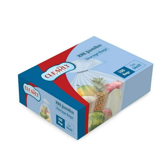 Extra X-Large Plastic Storage Poly Bags - 24” X 32”, 5 Gallon, Pack of 100